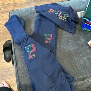 Polo Ralph Lauren Preppy set: sweat pants with matching zip up hoodie & T shirt